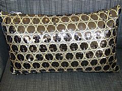 SEQUINS-&-CIRCLES-BLACK-&-GOLD-CUSHION-30-cm-X-50-cm-RECTANGLE-NEW-DESIGNER